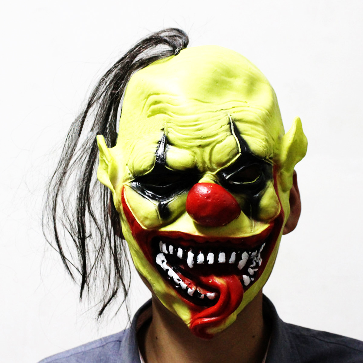 Outdoor Green Face Christmas Halloween Clown Mask Dance Performances Props High-grade Soft Mask
