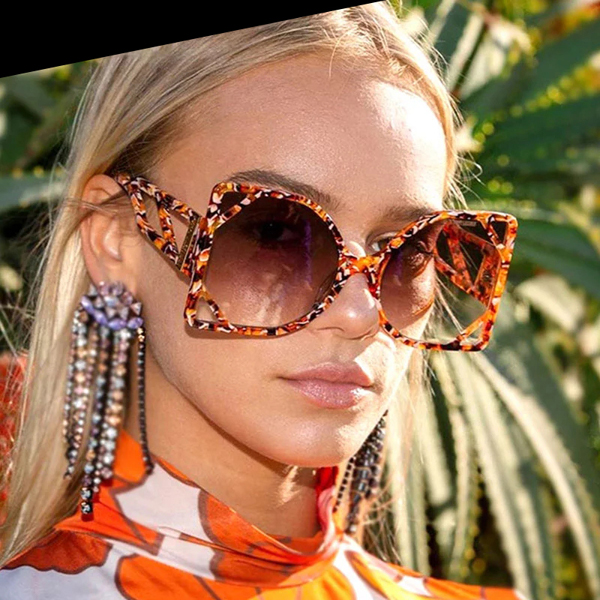 Outdoor Oversized Square Luxury Sunglasses Hollow Men Women Fashion Shades UV400 Vintage Glasses