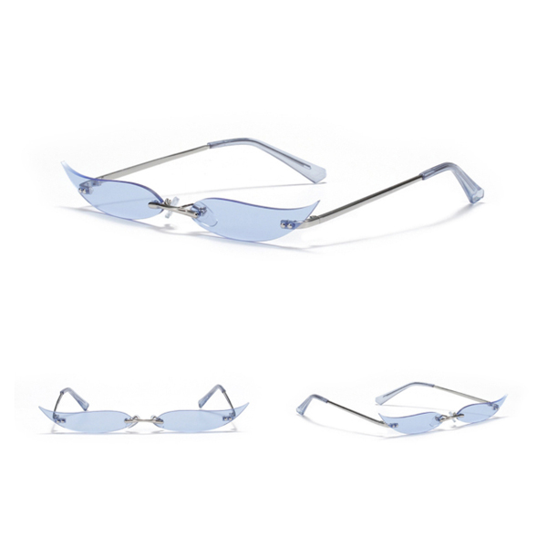 Outdoor Riding Rimless Leaves Luxury Sunglasses Men Women Fashion Shades UV400 Vintage Glasses