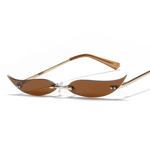 Outdoor Riding Rimless Leaves Luxury Sunglasses Men Women Fashion Shades UV400 Vintage Glasses