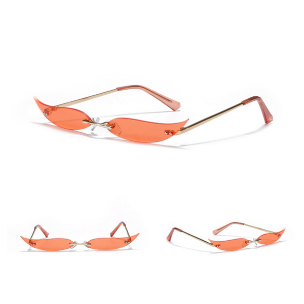 Outdoor Riding Rimless Leaves Luxury Sunglasses Men Women Fashion Shades UV400 Vintage Glasses