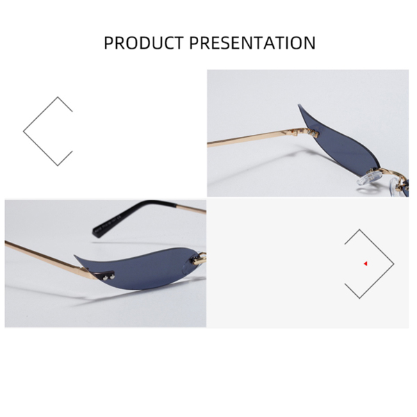 Outdoor Riding Rimless Leaves Luxury Sunglasses Men Women Fashion Shades UV400 Vintage Glasses