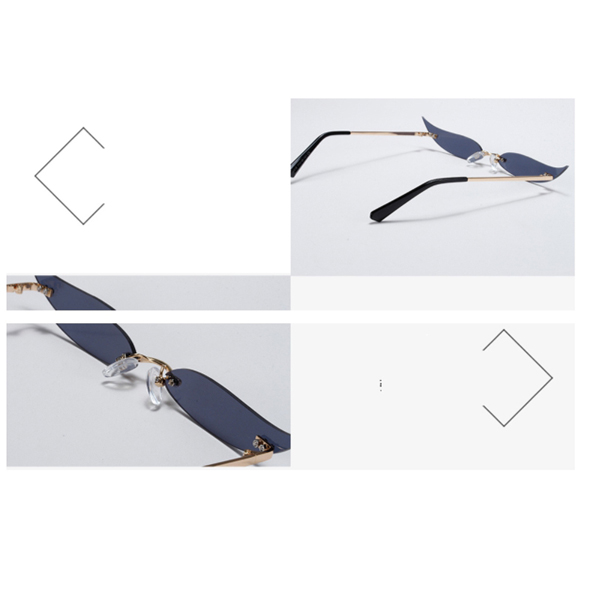Outdoor Riding Rimless Leaves Luxury Sunglasses Men Women Fashion Shades UV400 Vintage Glasses