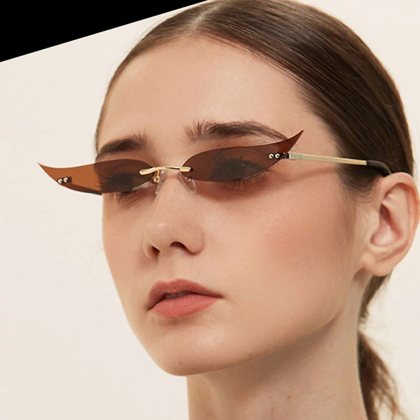 Outdoor Riding Rimless Leaves Luxury Sunglasses Men Women Fashion Shades UV400 Vintage Glasses