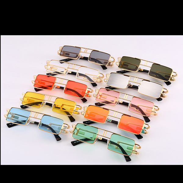 Outdoor Riding Camping Small Square Sunglasses Steam Punk Metal Frame Brand Glasses