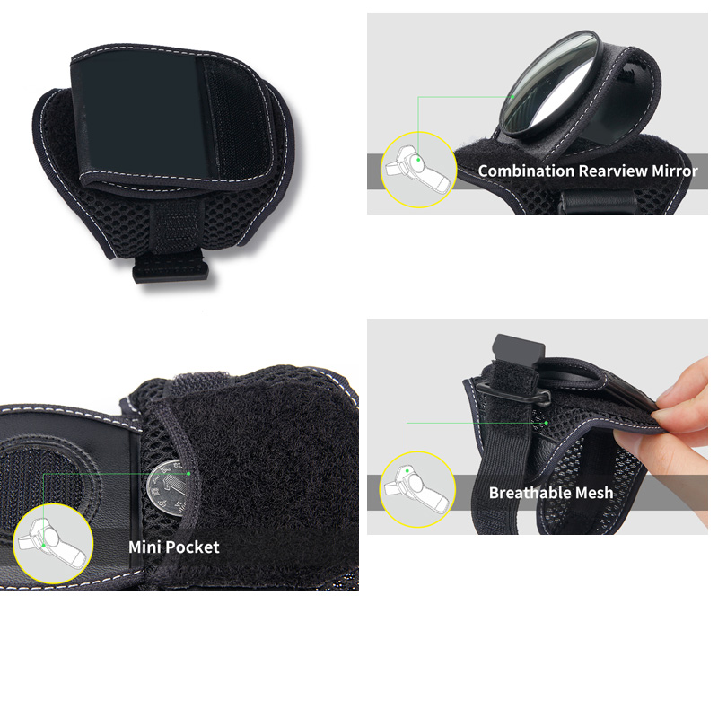 Cycling Bicycle Bike Wrist Rearview Mirror Guards Wristbands Back Eye