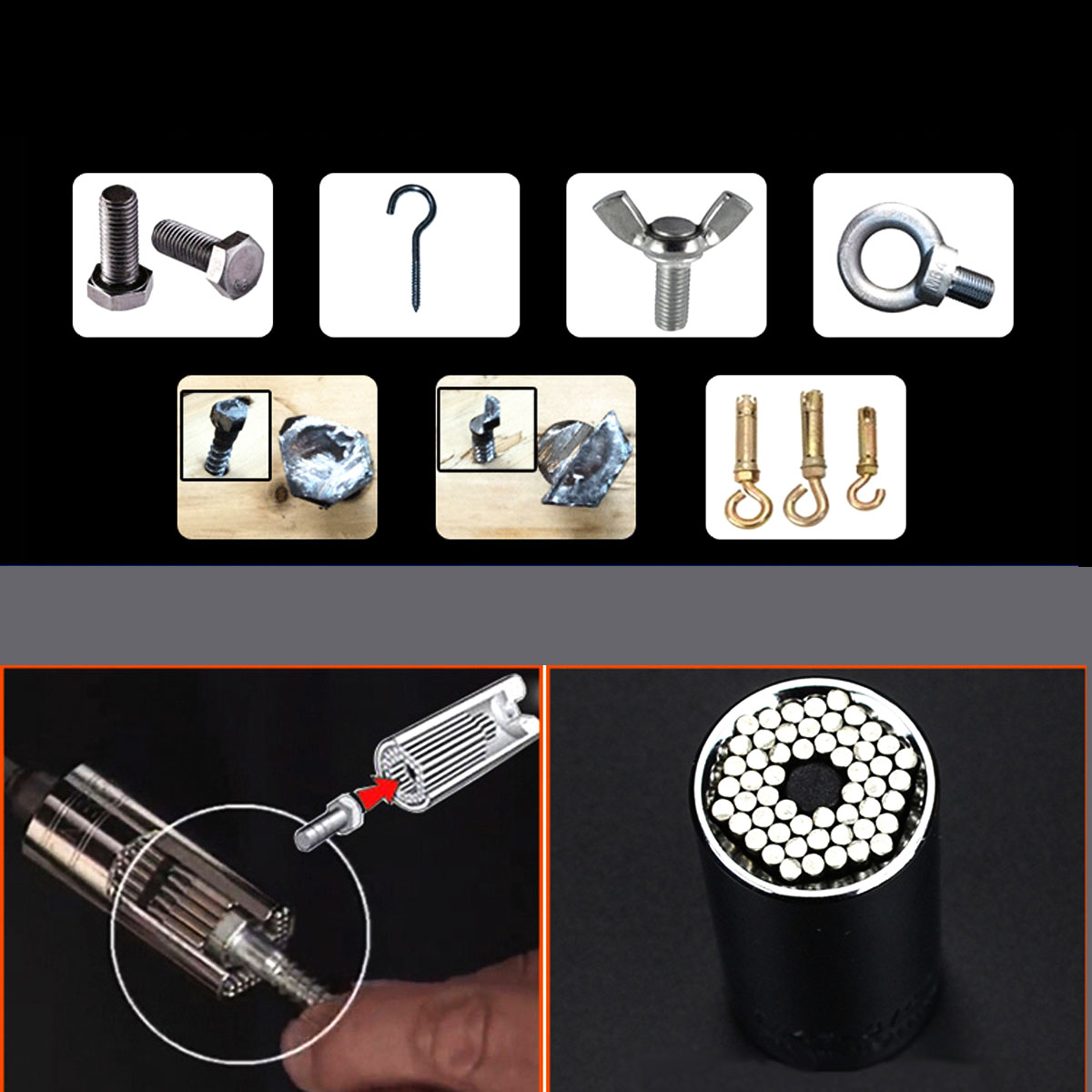 Universal Socket Wrench Head Socket Multifunctional Torque Sleeve with Drill Adapter for Repair