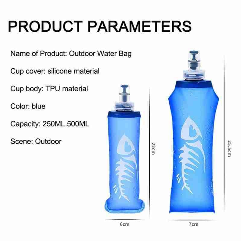 Outdoor 250/500ml Silicon Water Bottle For Hiking  Sports Runing