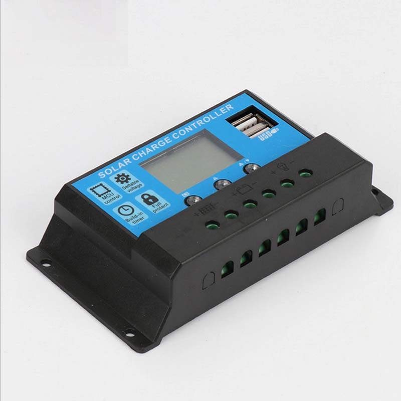 Outdoor Solar Charge Controller 12V/24V Auto PWM 5V Output Solar Panel Battery Controller Regulator