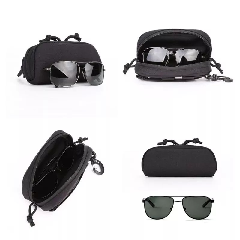 Outdoor Sunglasses Case Molle Pouch Goggles Storage Box Nylon Hard Eyeglasses Bag
