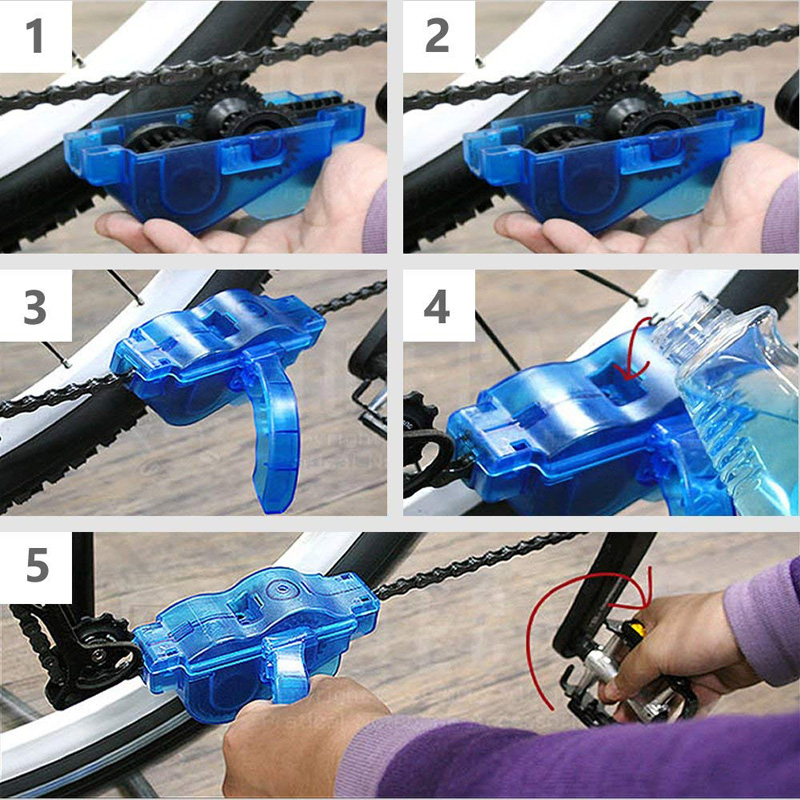 Portable Bicycle Chain Cleaner Bike Clean Machine Brushes Scrubber Wash Tool