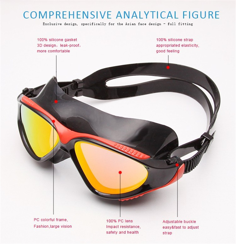 New Professional Brand Large Frame Adjustable Sports Swimming Goggles Swimming Glasses