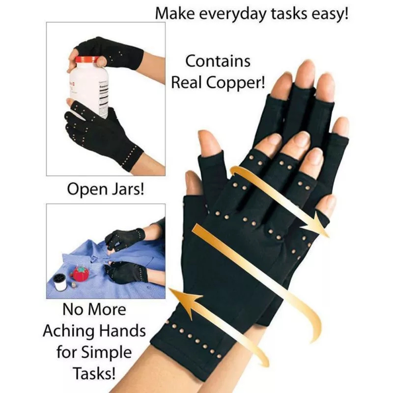 New 1 Pair Women Men Cotton Hands Arthritis Gloves Therapeutic Half Finger Fitness Gloves Recovery Handwear Sportswear