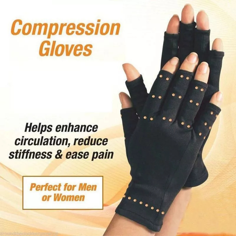 New 1 Pair Women Men Cotton Hands Arthritis Gloves Therapeutic Half Finger Fitness Gloves Recovery Handwear Sportswear