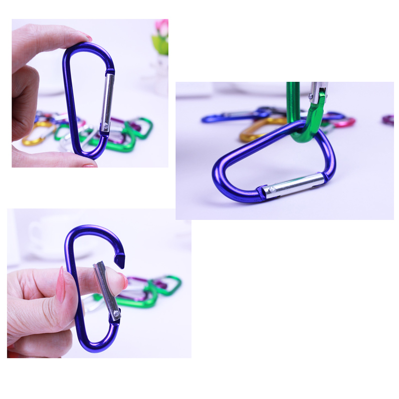 10pcs D type  Outdoor Buckle Carabiner Outdoor Key Chain Hook Clip Backpack Buckle Keychain