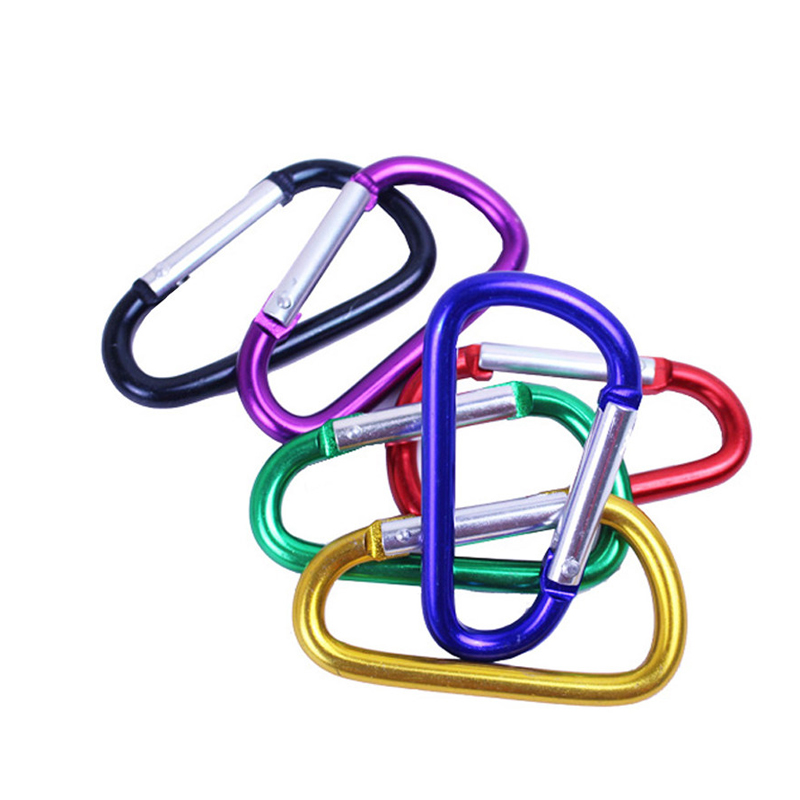 10pcs D type  Outdoor Buckle Carabiner Outdoor Key Chain Hook Clip Backpack Buckle Keychain