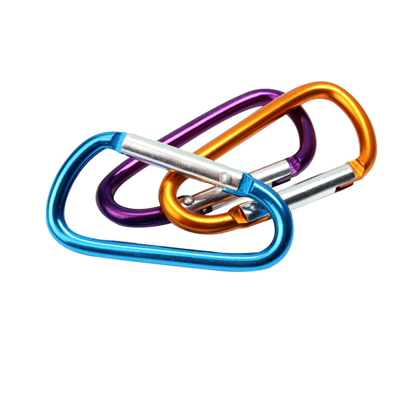 10pcs D type  Outdoor Buckle Carabiner Outdoor Key Chain Hook Clip Backpack Buckle Keychain
