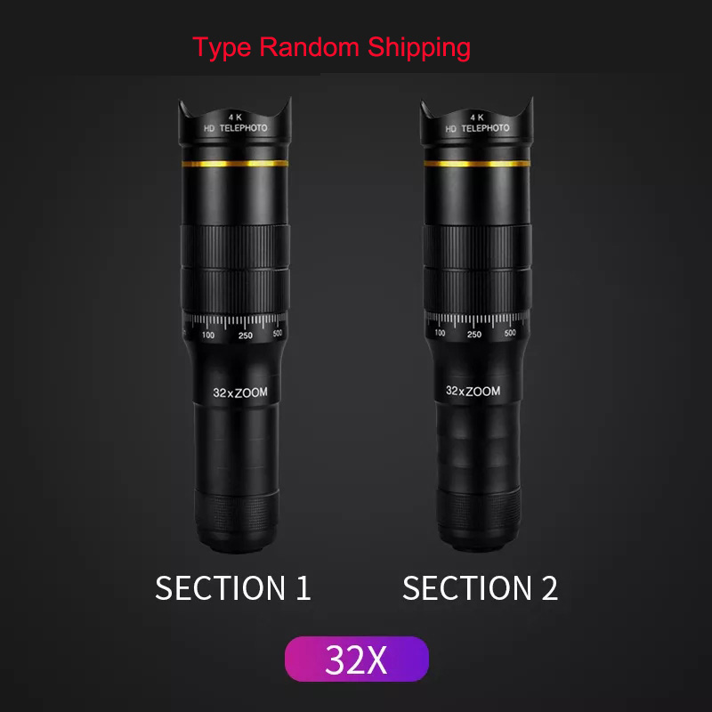 New Outdoor 32x Super Telephoto for Smartphone Mobile Phone Camera Lens 4K Zoom Monocular with Tripod Long Range Telescope