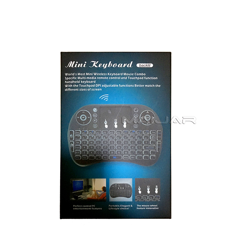 Portable Wireless Keyboard I8 Backlit Multi-Media Remote Control Touchpad Handheld Keyboard Elegant