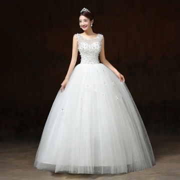 Fashion Korean Lace Up Ball Gown Quality Wedding Dresses