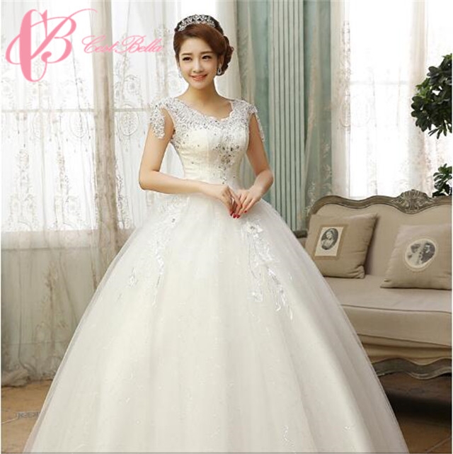 Cestbella Cap sleeve Ball Gown Princess Lace Open Back