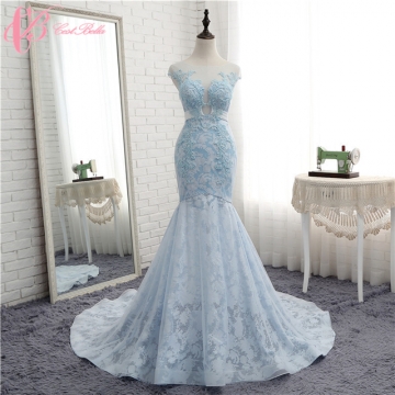 blue and white mermaid wedding dresses