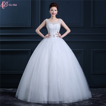 Sexy Lace Cinderella Ball Gown Wedding Dress Rhinestone