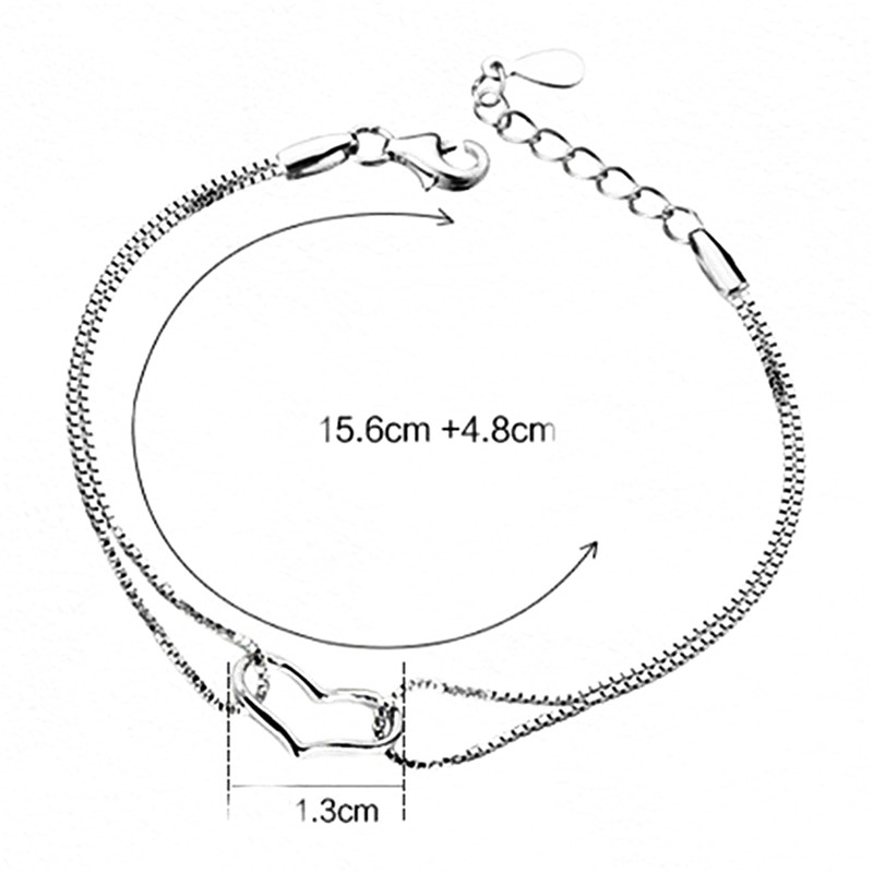 Radiation Protection 925 Sterling Silver Bracelet Two Layer Heart-shaped Bracelet for Women