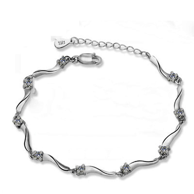 Classic Elegant Diamond Bamboo Bracelets &amp; Bangles  Fashion  Sterling Silver Bangle Bracelet Female