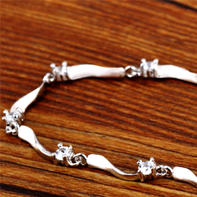 Classic Elegant Diamond Bamboo Bracelets &amp; Bangles  Fashion  Sterling Silver Bangle Bracelet Female