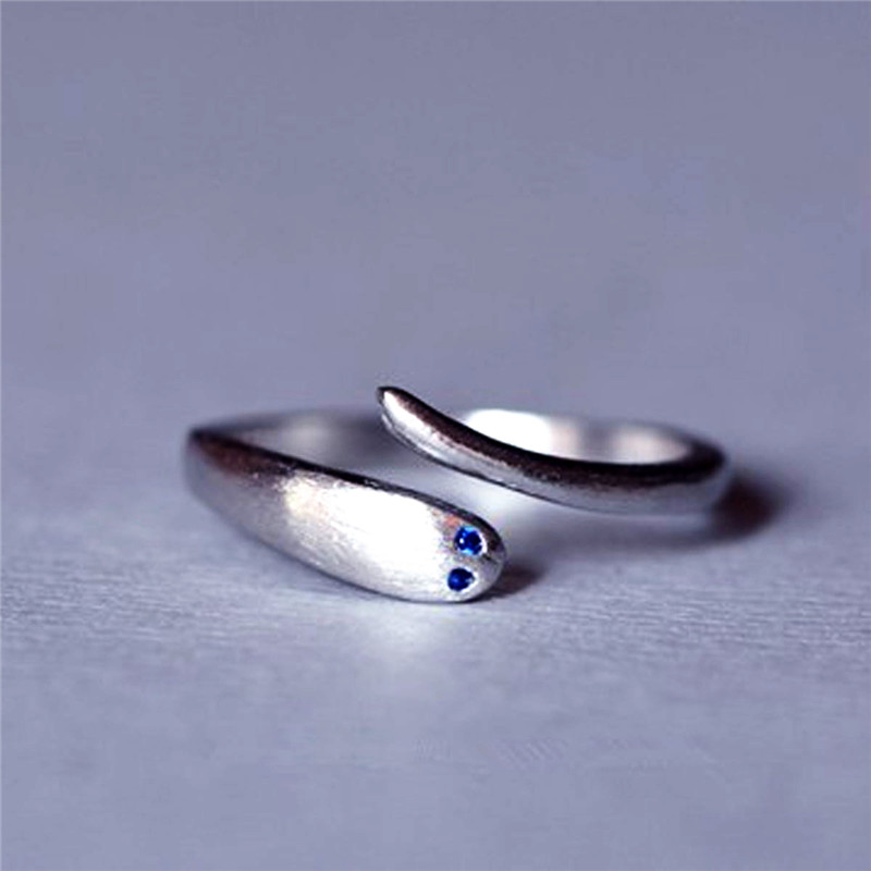 Sterling Silver Ring Brushed Snake/ Dolphin /Cat /Elephant Style Couple Ring Open Adjustable Ring