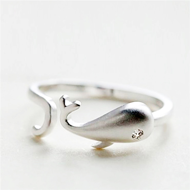 Sterling Silver Ring Brushed Snake/ Dolphin /Cat /Elephant Style Couple Ring Open Adjustable Ring