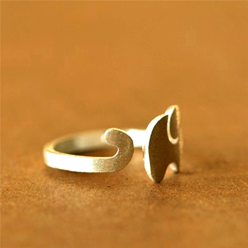 Sterling Silver Ring Brushed Snake/ Dolphin /Cat /Elephant Style Couple Ring Open Adjustable Ring