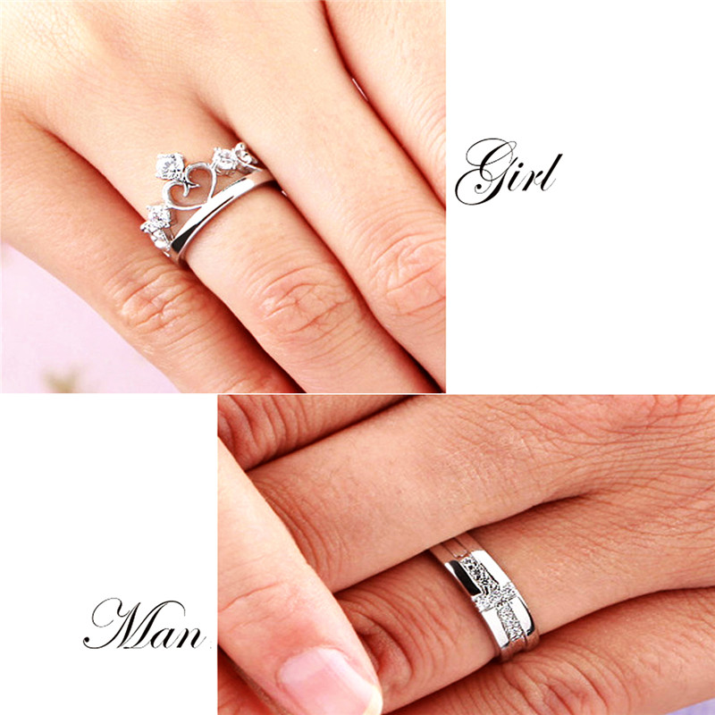 925 Sterling Silver Crown Ring Classic Couple Ring Jewelry
