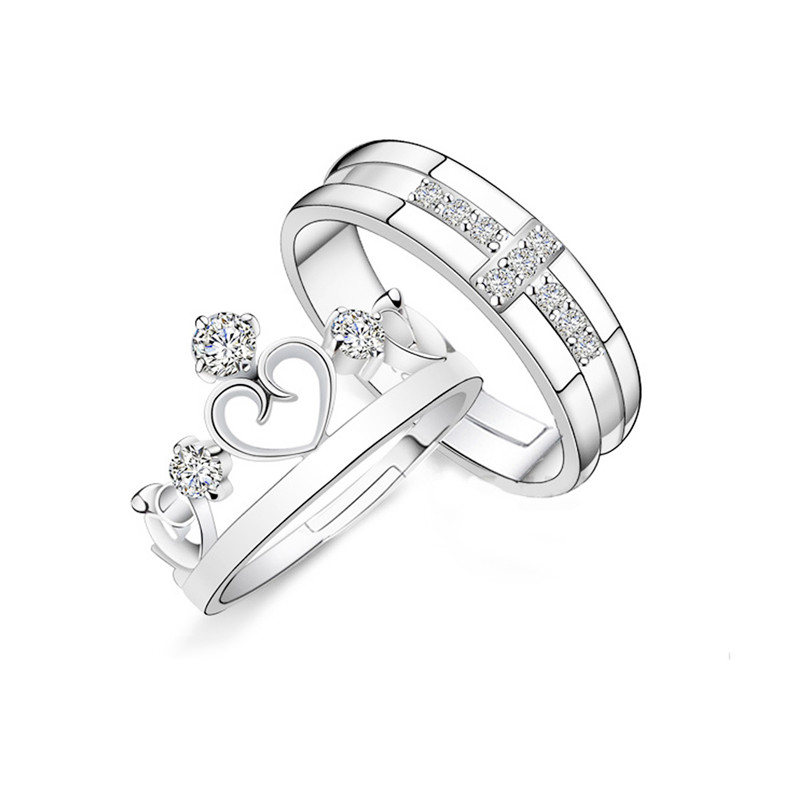 925 Sterling Silver Crown Ring Classic Couple Ring Jewelry