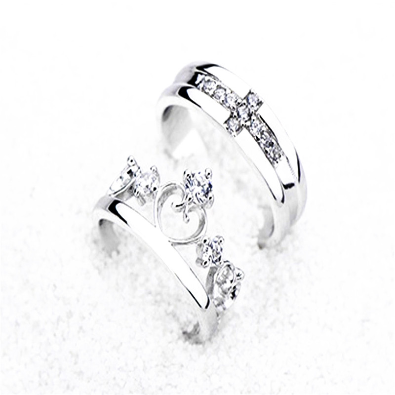 925 Sterling Silver Crown Ring Classic Couple Ring Jewelry