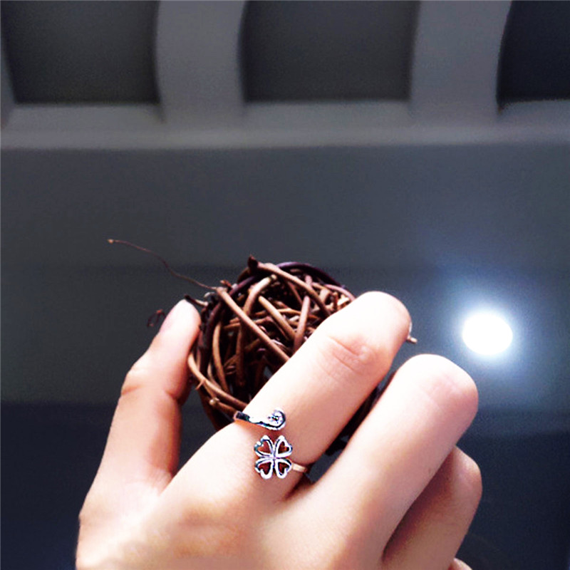 Sterling Silver Rings for Women Lucky Clover Sterling Silver Rings Open Design