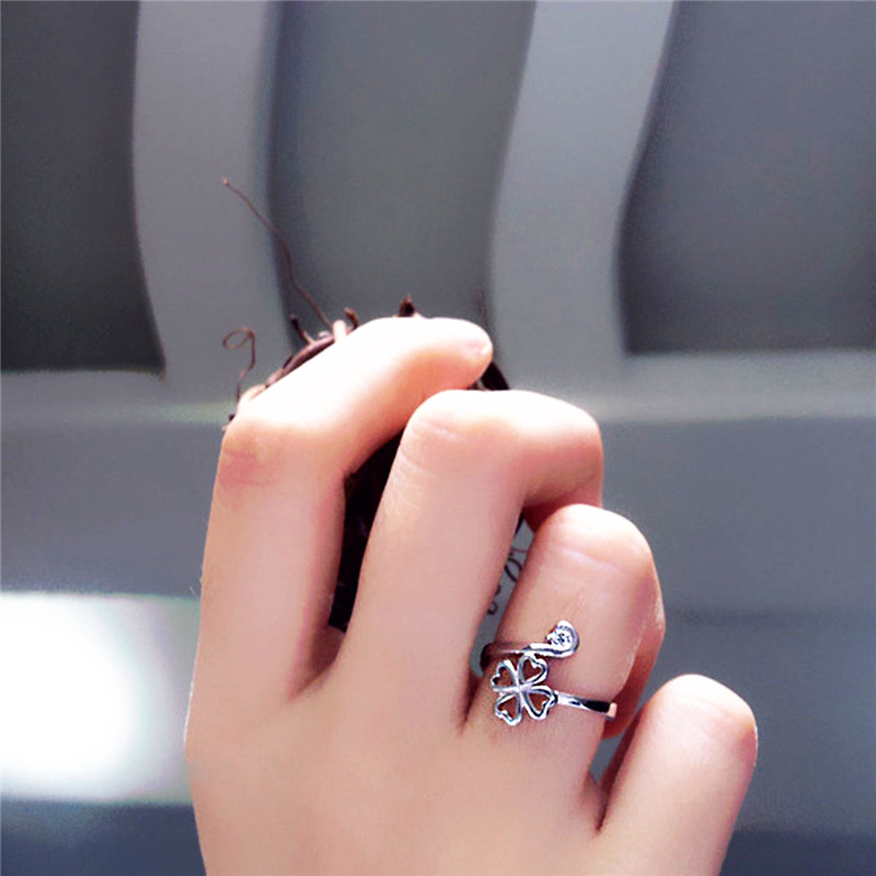 Sterling Silver Rings for Women Lucky Clover Sterling Silver Rings Open Design