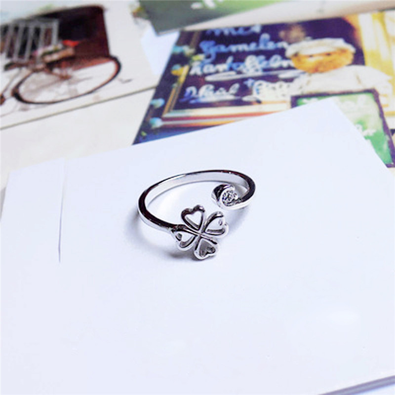Sterling Silver Rings for Women Lucky Clover Sterling Silver Rings Open Design