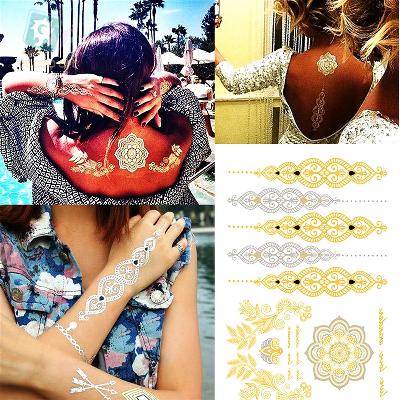 Metallic Temporary Tattoos Color Flash Fake Non - toxic Waterproof Tattoo Stickers