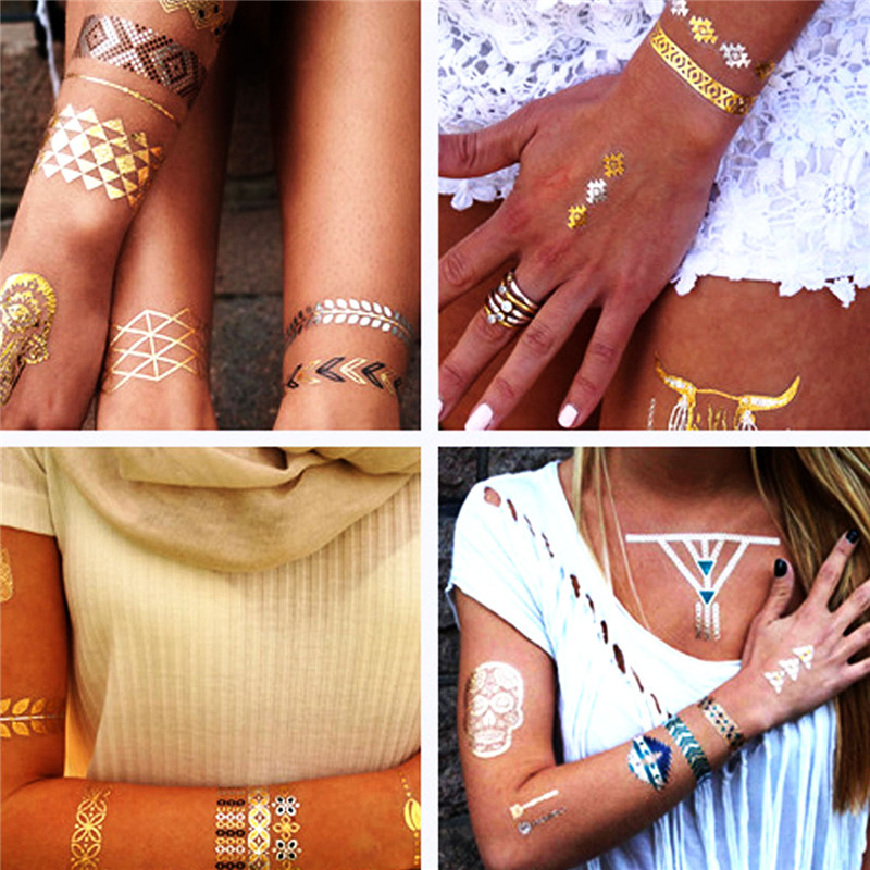 Metallic Temporary Tattoos Color Flash Fake Non - toxic Waterproof Tattoo Stickers