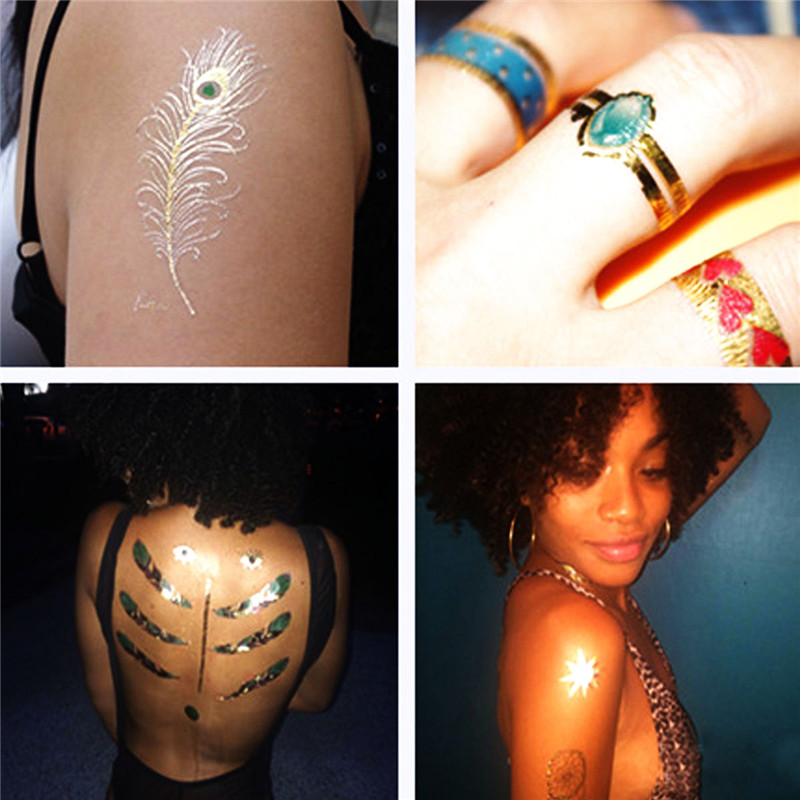 Metallic Temporary Tattoos Color Flash Fake Non - toxic Waterproof Tattoo Stickers