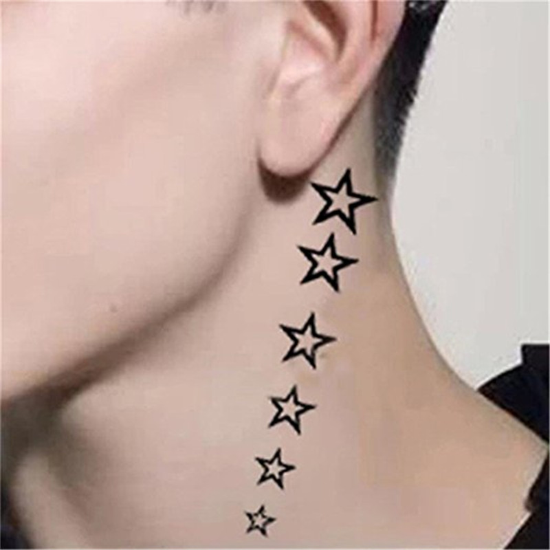 New Solid Hollow Five-pointed Star Tattoo Stickers Watertight Non-toxic