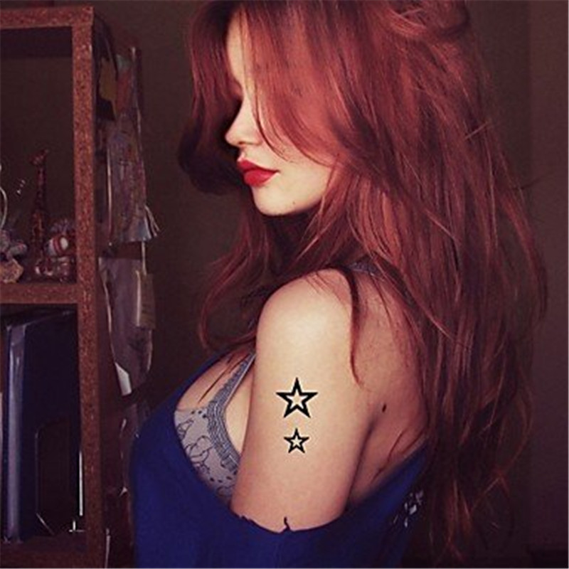 New Solid Hollow Five-pointed Star Tattoo Stickers Watertight Non-toxic
