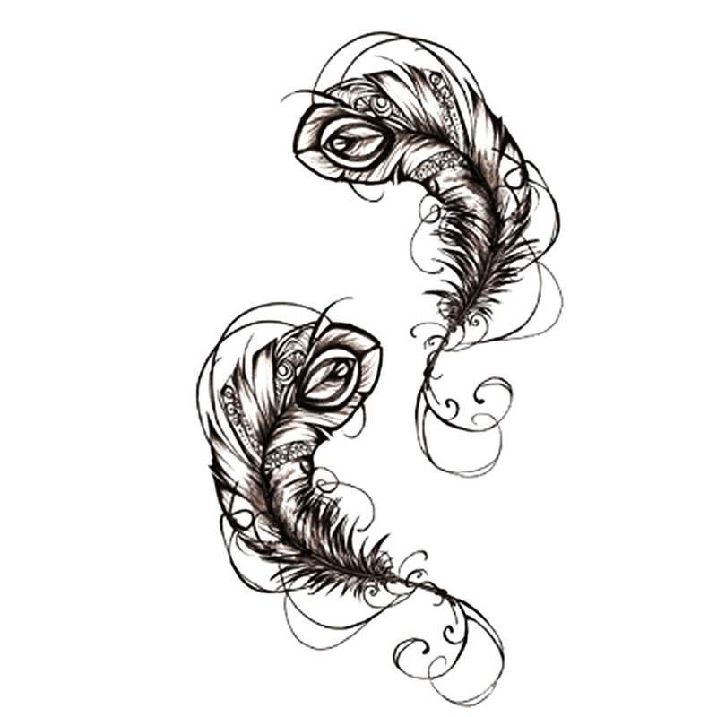 1PCS Feather Tattoo Stickers Women / Men Flash Tattoo Temporary Tattoos