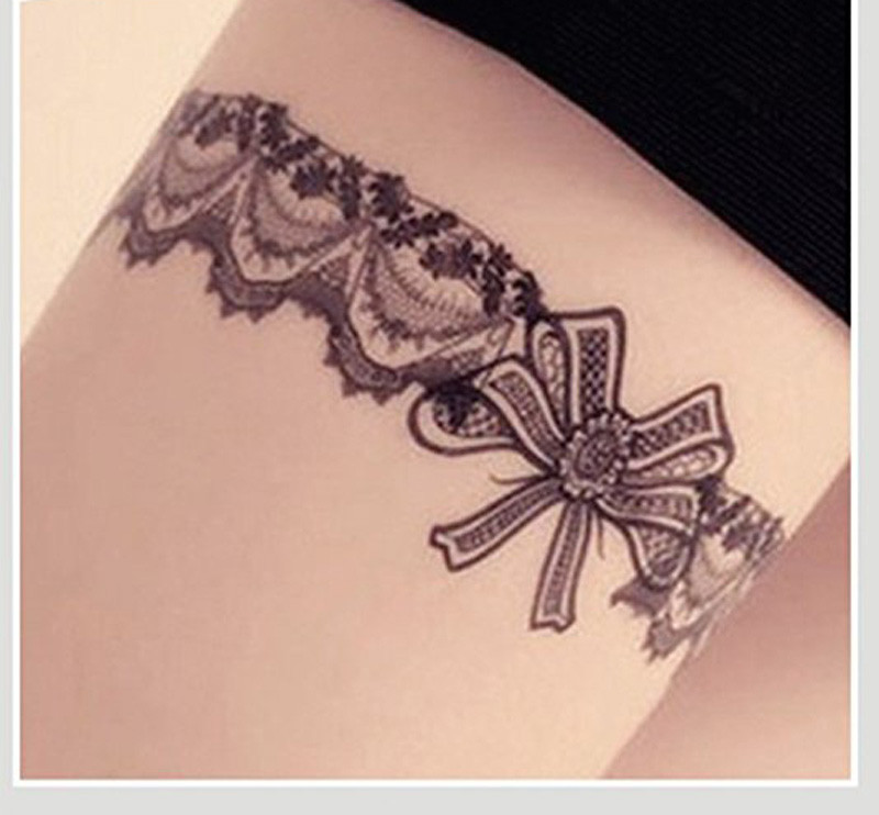 Fashion Black Lace Temporary Tattoo Stickers Waterproof Body Art Tattoo Sticker