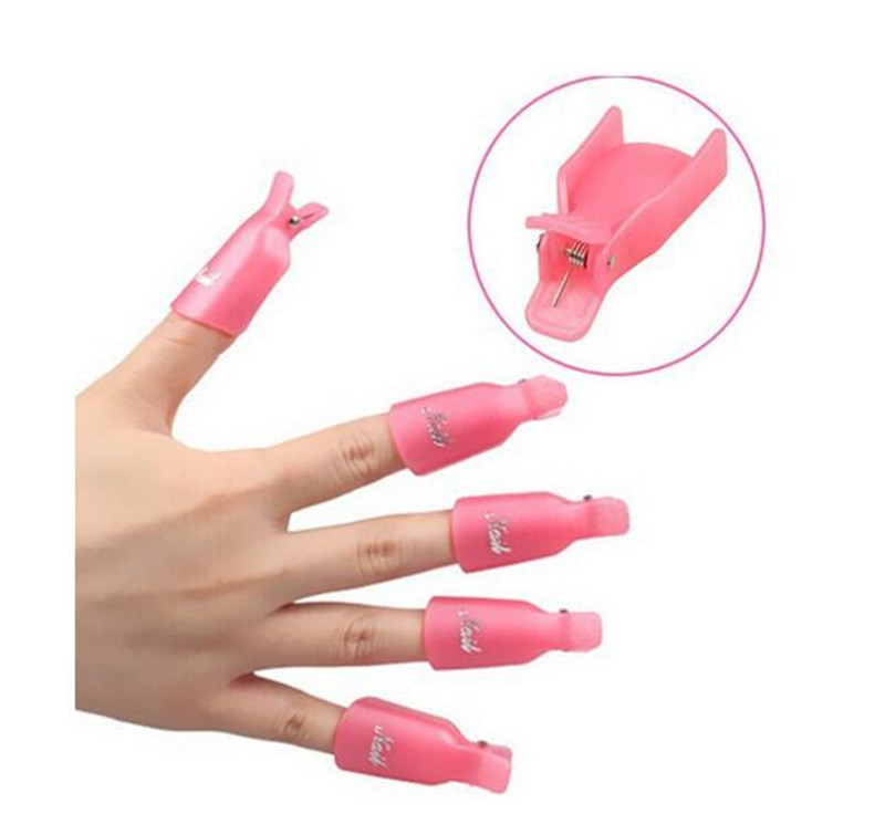 10PCS / Set Plastic Nail Art Polish Remover Wrap Cap Tools