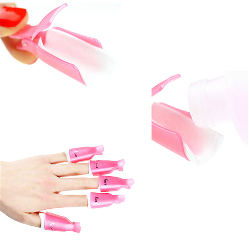 10PCS / Set Plastic Nail Art Polish Remover Wrap Cap Tools