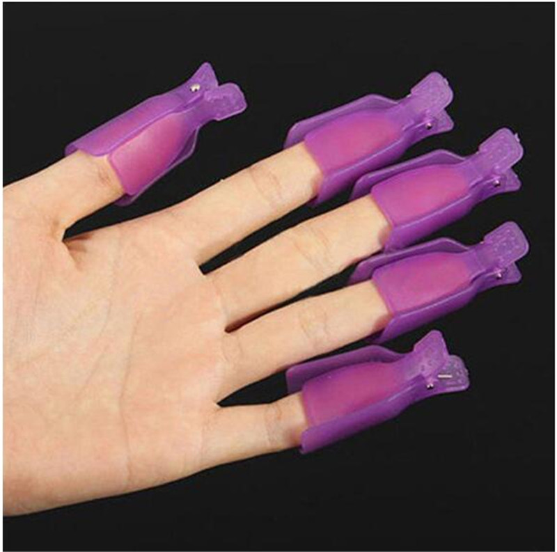 10PCS / Set Plastic Nail Art Polish Remover Wrap Cap Tools