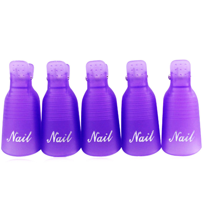 10PCS / Set Plastic Nail Art Polish Remover Wrap Cap Tools